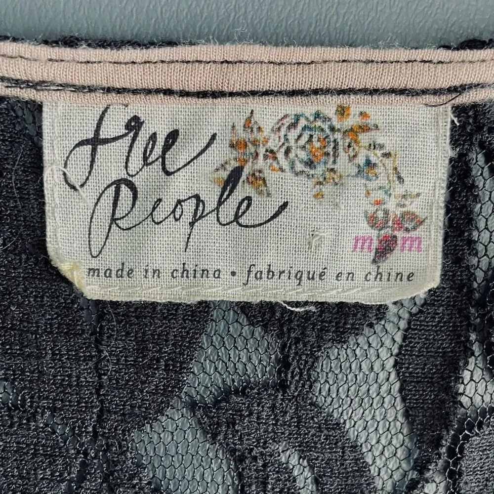 Free People Miles of Lace Black Mini Dress